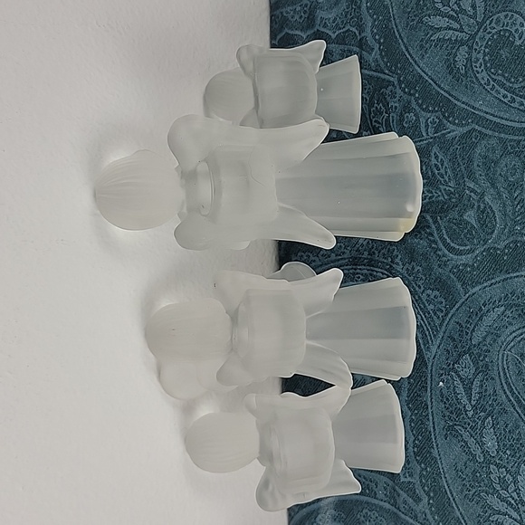 Christmas 4 Frosted Glass Musician Angel Candleholders - Picture 7 of 11